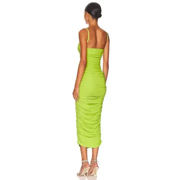 SOLACE London Women's Adler Midi Dress in Chartreuse Size 4 NWT
